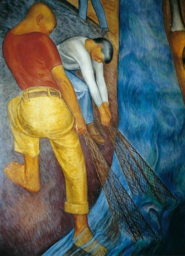 Coit Tower Murals Animal Force and Machine Force Netting Fish Ray Boynton