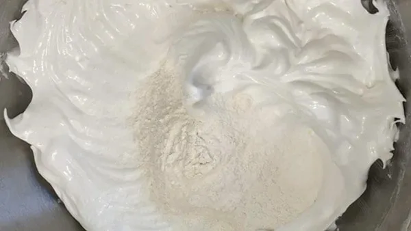 Angel Food Cupcakes Add Flour Mixture into Egg White Mixture