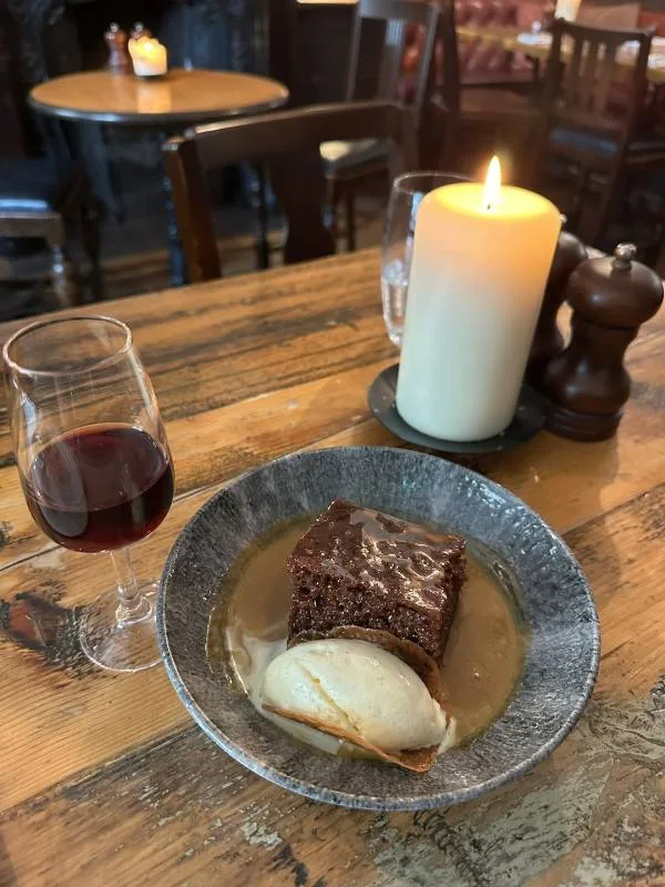 Best London Pubs The Holly Bush Sticky Toffee Pudding and a Glass of Port