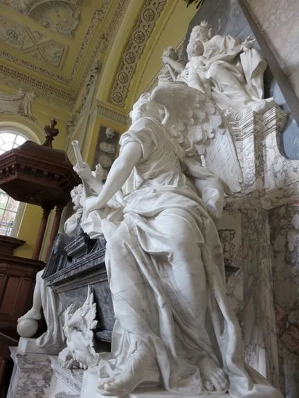 Blenheim Palace The Chapel Memorial with Fame and her trumpet.