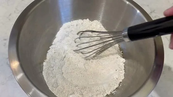 Chewy Peanut Butter Cookies Whisk Flour Baking Soda Salt