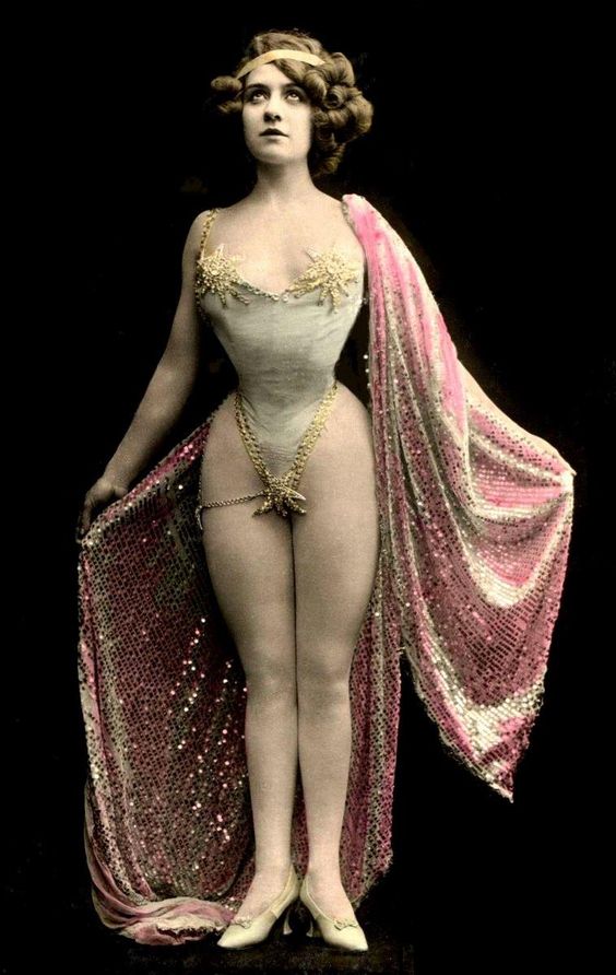 Circus performer in costume circa 1905-1915.
