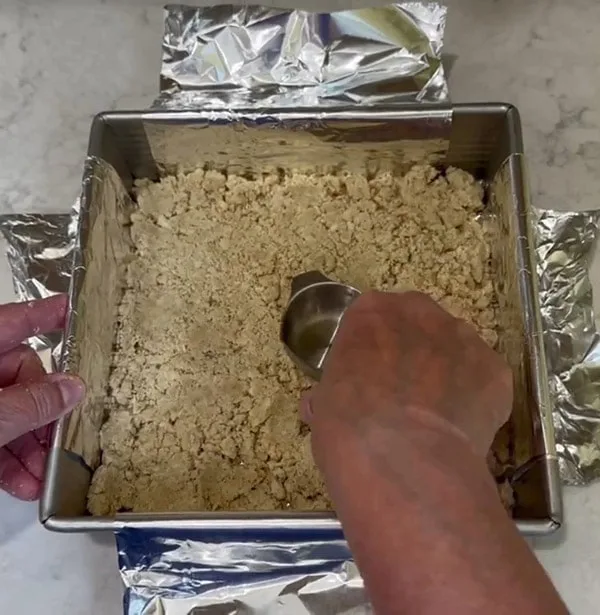 Easy Lemon Bars Press Dough into Pan