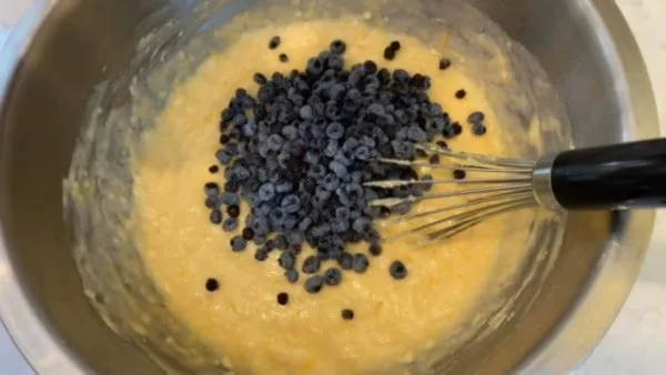 Frozen Wild Blueberry Muffins Pour Wild Blueberries into Batter