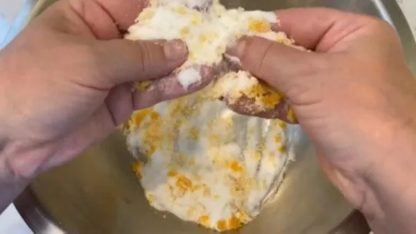 Frozen Wild Blueberry Muffins Rub Sugar and Orange Zest Together