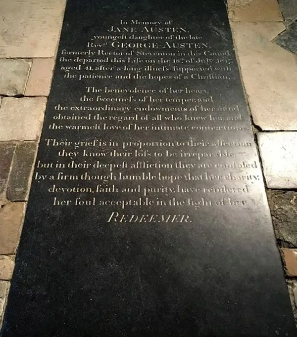Jane Austen Gravestone in Winchester Cathedral