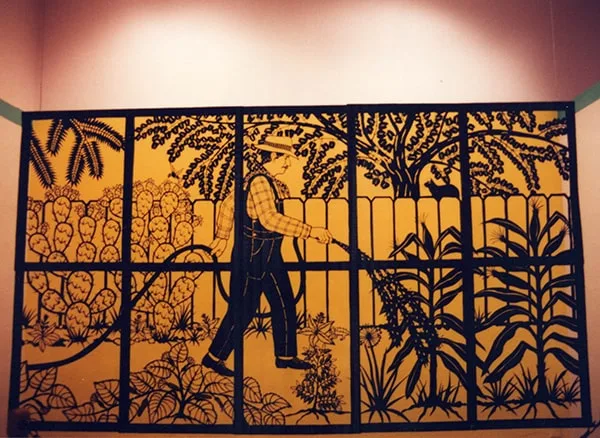 Millicent Rogers Museum Black Rag Cotton Cutout Against Painted Yellow Wall