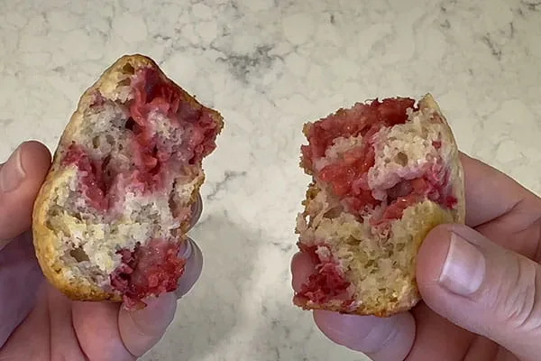 Raspberry Muffins with Frozen Raspberries Burst of Berries