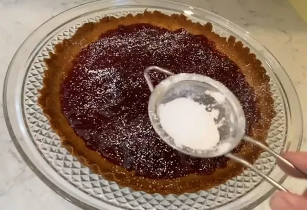 Sour Cherry Jam Tart Sprinkle Powdered Sugar on the Top