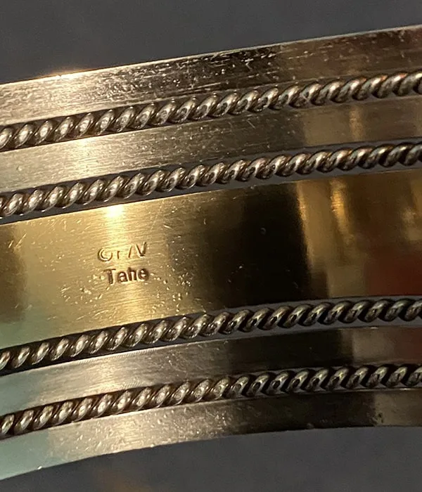 Tahe Hallmark Navajo Silver and Gold Cuff Bracelet