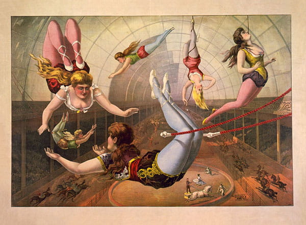 Trapeze Artists Lithograph Circa 1890