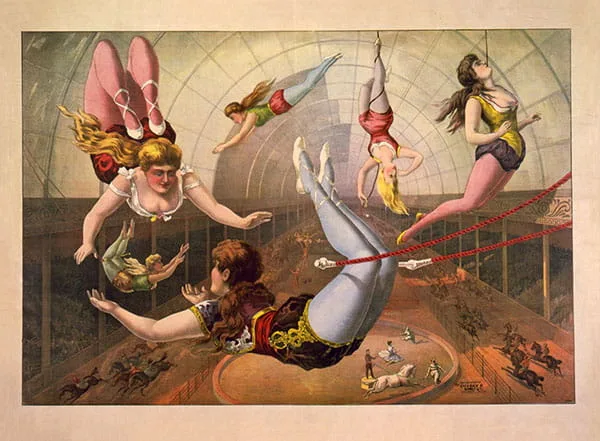 Trapeze Artists Lithograph Circa 1890