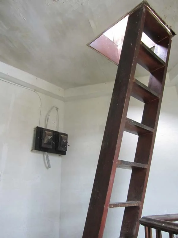 The ladder up to Wings Neck Lighthouse Lantern Room